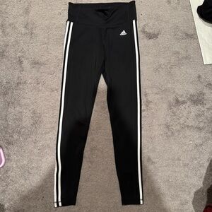 Adidas Black and White Leggings with Signature Stripes